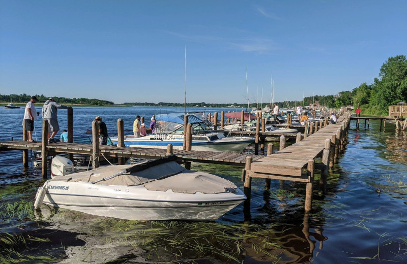 Boats at River Bend's Resort & Walleye Inn.