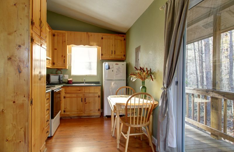 Rental kitchen at Georgia Mountain Rentals.