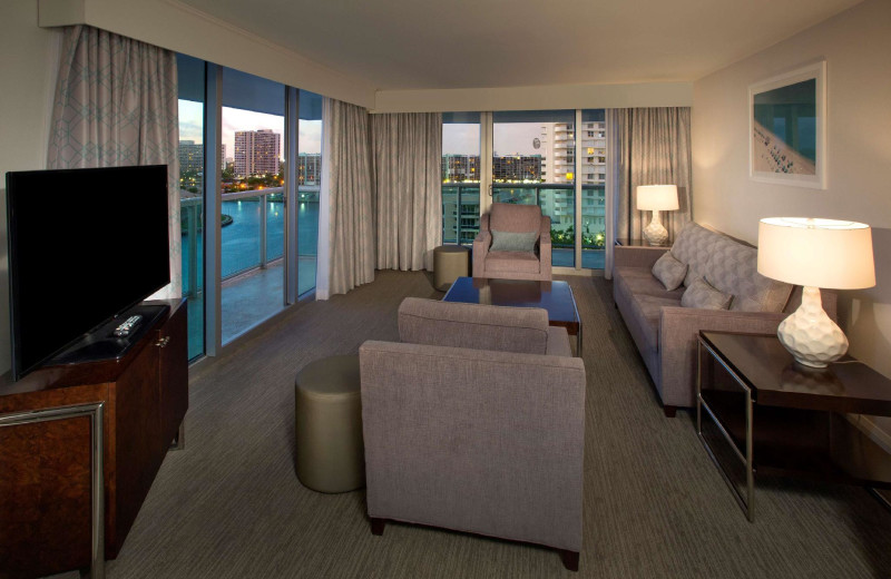 Guest room at DoubleTree Resort by Hilton Hollywood Beach.