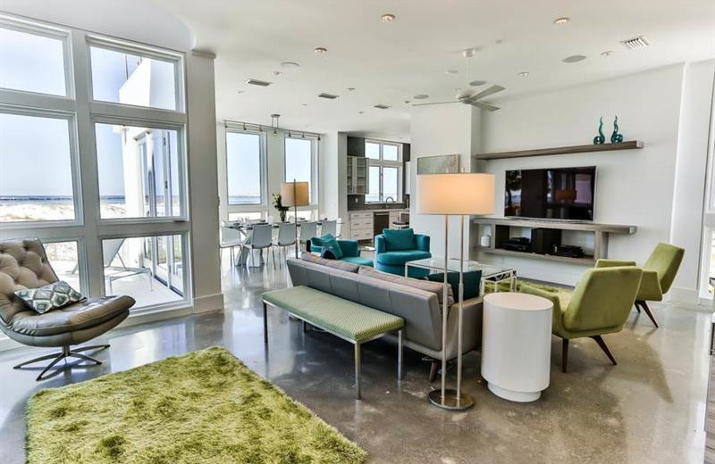 Rental living room at Holiday Isle Properties.