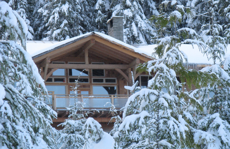 Winter exterior at Wood Mountain Lodge.