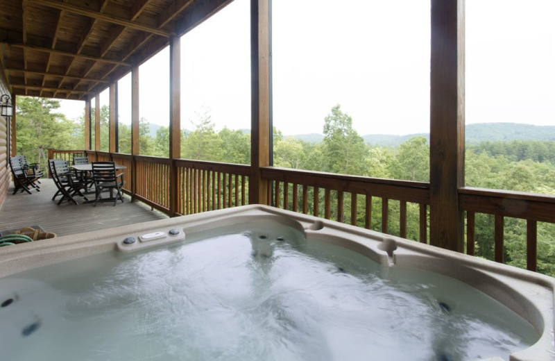 Rental hot tub at Nevaeh Cabin Rentals.