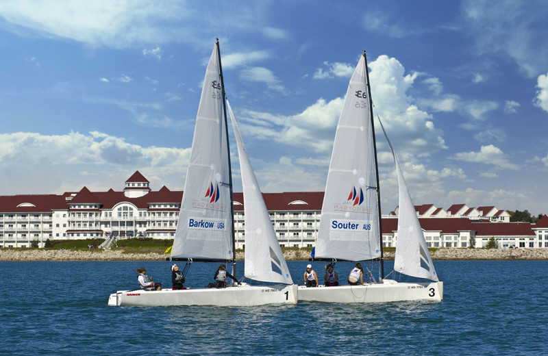 Sailing is a popular activity on Lake Michigan near Blue Harbor Resort in Sheboygan, WI