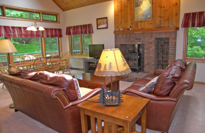 Vacation rental living room at Loon Reservation Service.