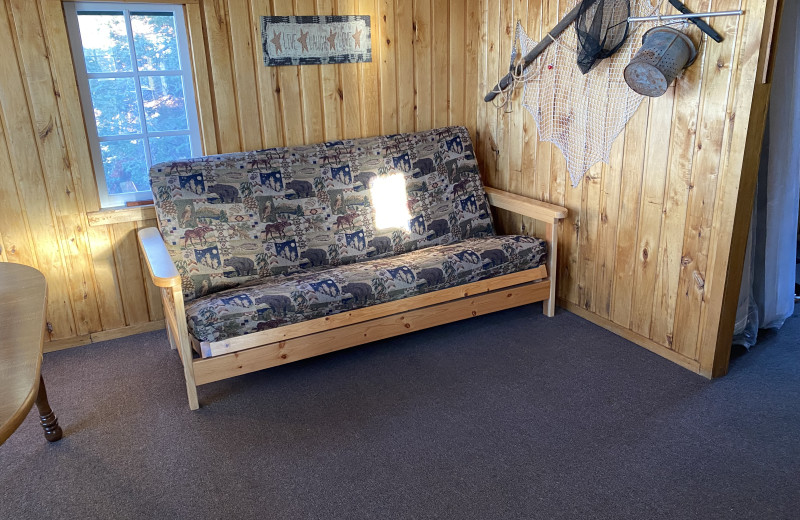 Cabin living room at Sunset Bay Resort.