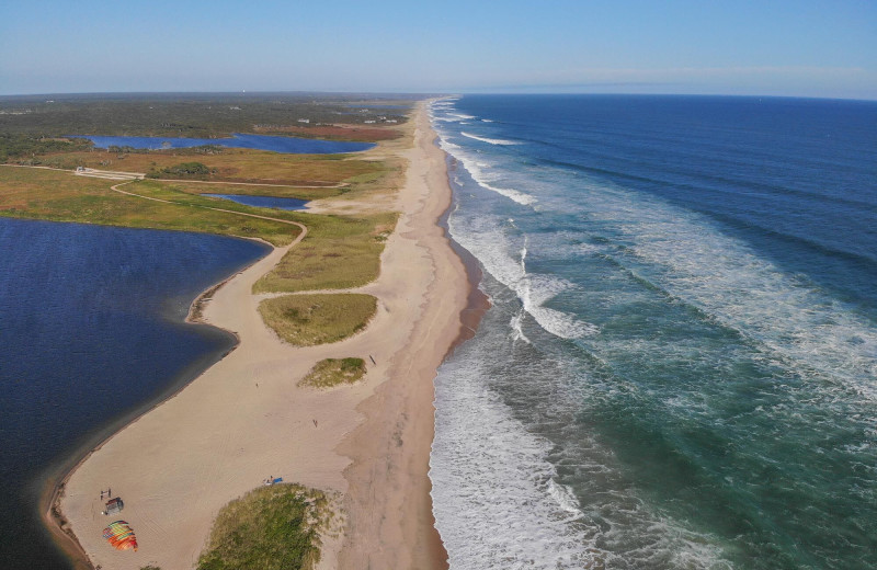 Aerial view of Sandpiper Rentals.