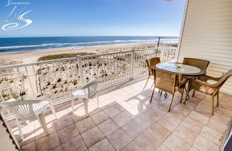 Rental balcony at Sandbridge Blue Vacation Rentals.