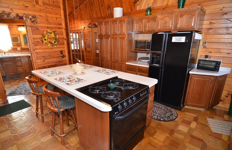 Cabin kitchen at North Country Vacation Rentals.