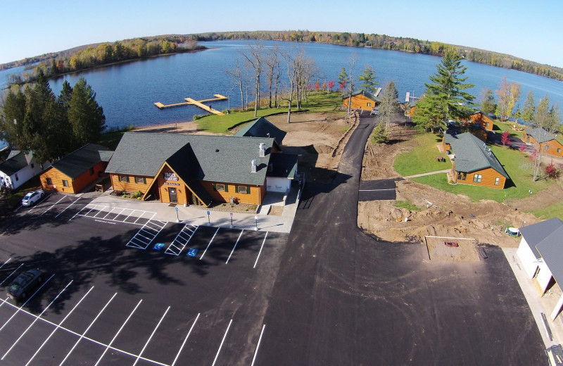 Aerial view of Northern Pines Resort.