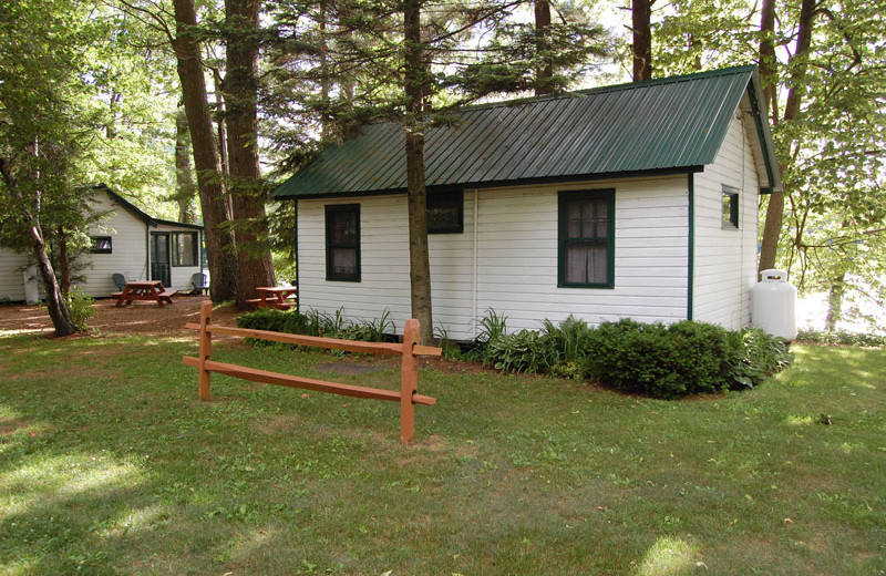 Cottage exterior at The Elms Waterfront Cottages.