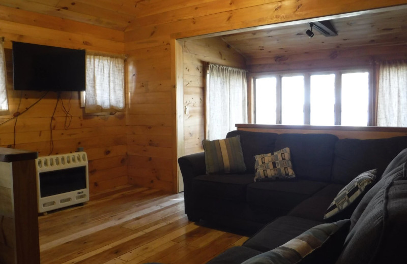 Cottage living room at Riverbay Adventure Inn.