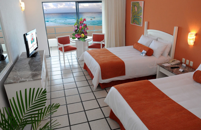 Guest room at Flamingo Luxury Cancun.