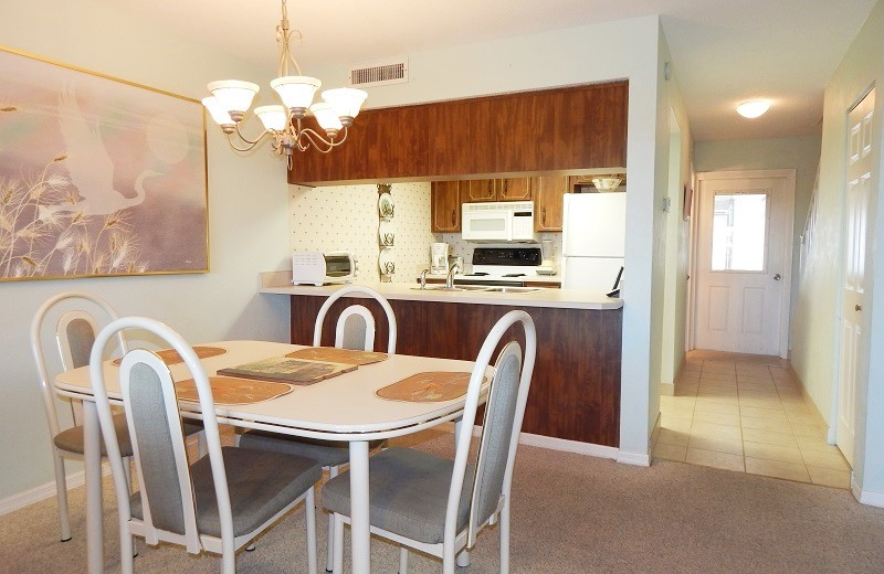 Rental kitchen at Family Sun Vacation Rentals.