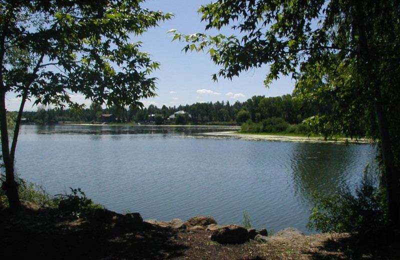 Beautiful lake view at Lazy Oaks Resort.