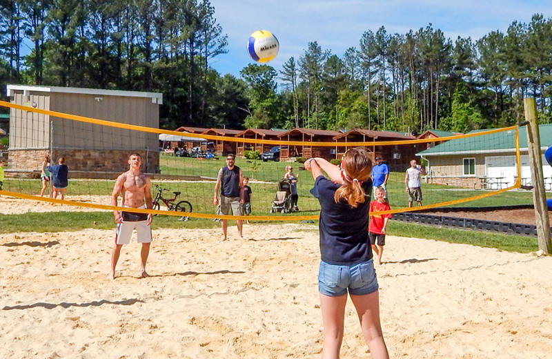 Volleyball court at Yogi Bear's Camp Golden Valley.