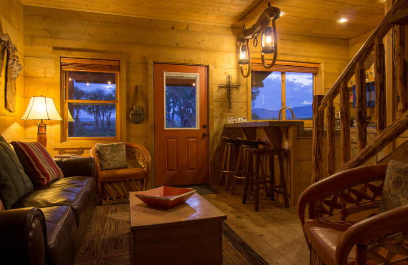 Guest living room at Cottonwood Meadow Lodge.