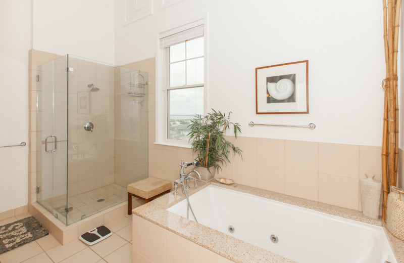 Rental bathroom at Sanctuary Vacation Rentals at Sandbridge.