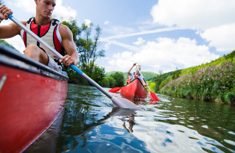 Canoeing near White Glove Luxury Cabins.