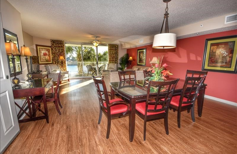 Rental living room at Barefoot Resort Rentals.