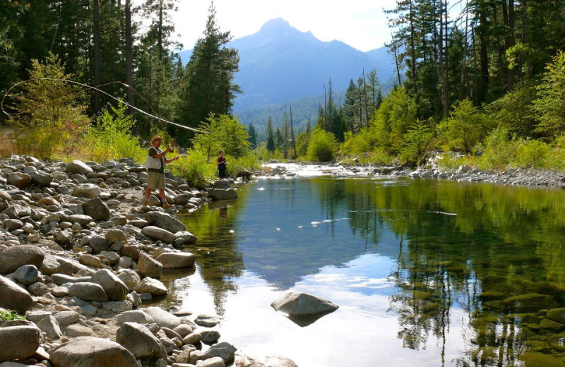 Fishing at Ripple Creek Cabins.