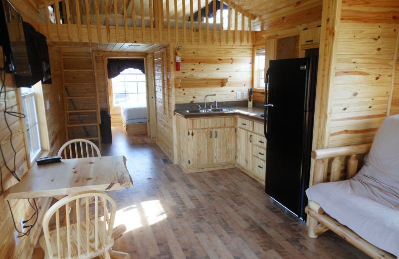 Cabin interior at Jellystone Park at Lake Monroe.