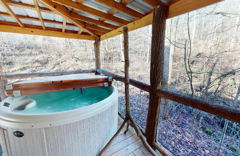 Cabin hot tub at 1st Choice Cabin Rentals.