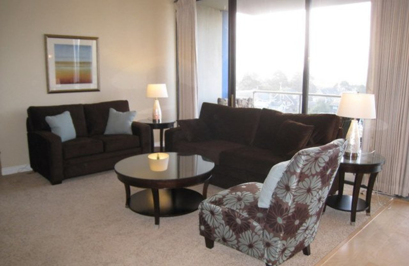 Condo living room at Sand & Sea Condominums. 