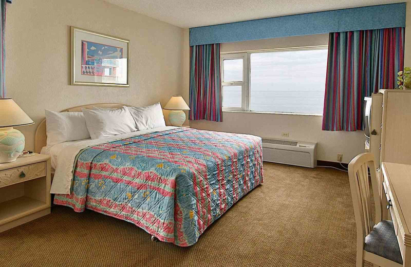 Guest room at The Days Inn Oceanside.