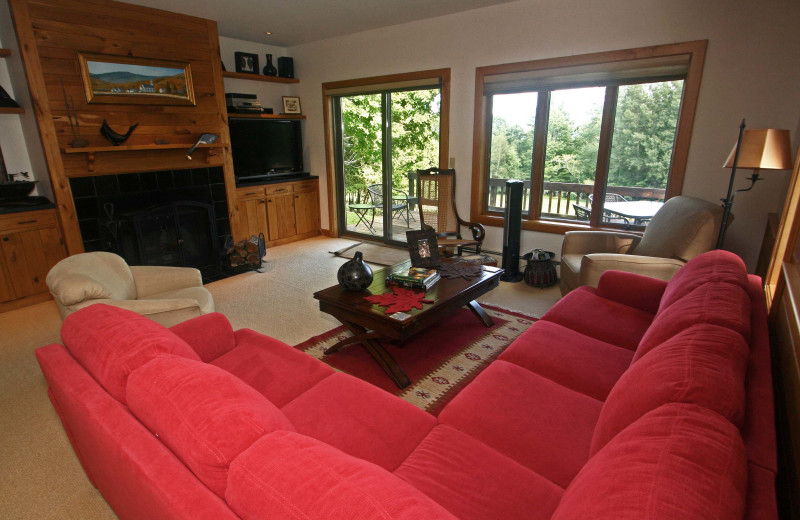 Rental living room at Stowe Country Homes.