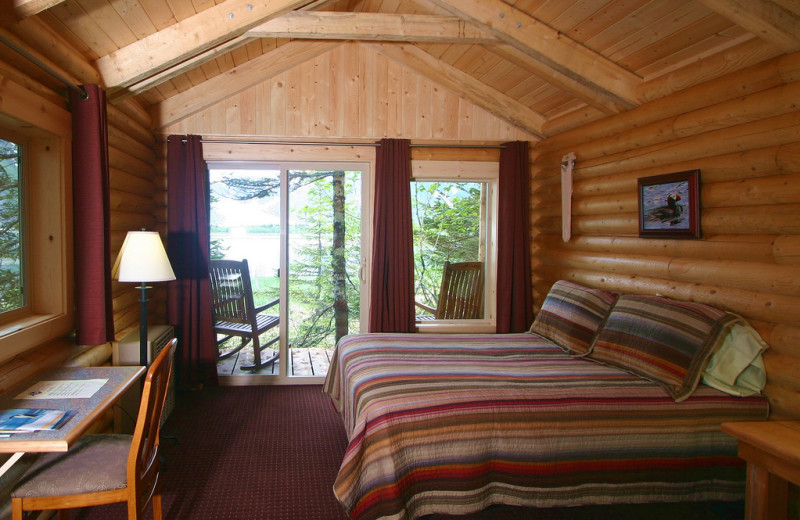Cabin bedroom at Kenai Fjords Glacier Lodge.