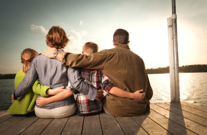 Family on dock at Bonnie Castle Resort.