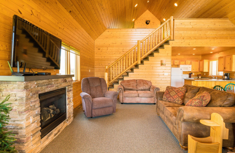 Cabin living room at Otter Tail Beach Resort.