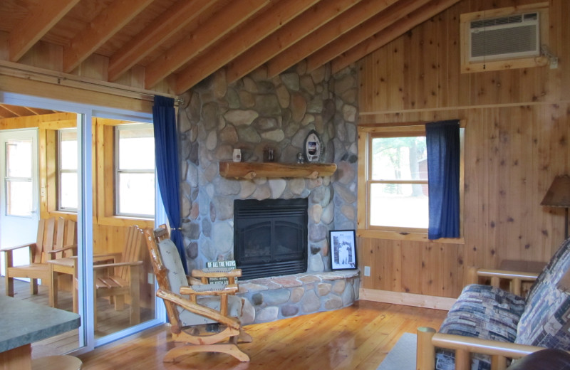 Cabin living room at Niemeyer's Rugged River Resort.