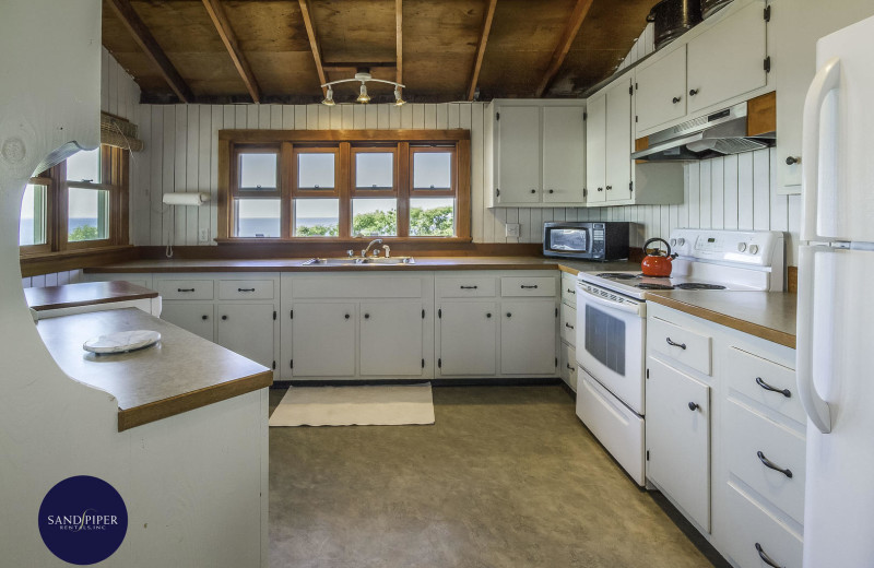 Rental kitchen at Sandpiper Rentals.