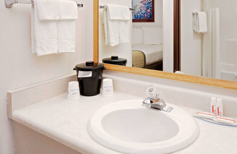 Guest bathroom at Baymont InnSuites.