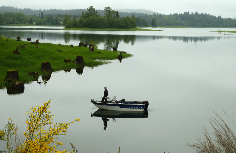 Lake view at Jasmer's Rainier Cabins & Fireplace Rooms.