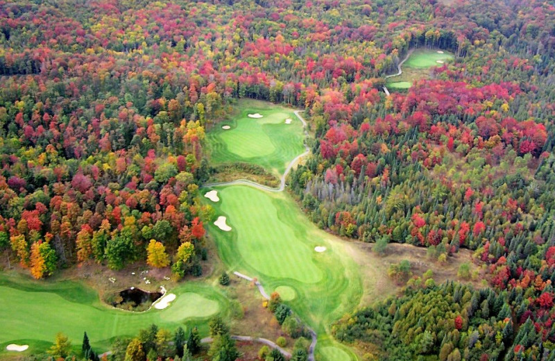 Aerial view of golf course at Otsego Club and Resort.