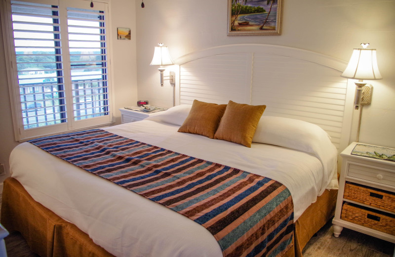 Guest bedroom at Beacher's Lodge Oceanfront Suites.