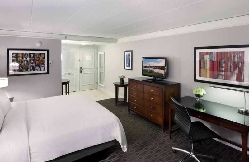 Guest room at Hilton Mystic.