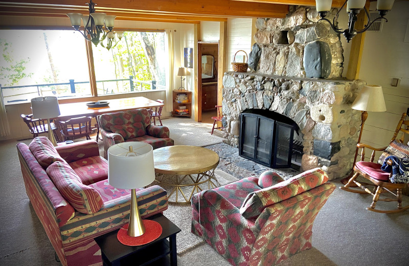 Cabin living room at Chimney Corners Resort.