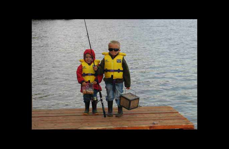 Kids on dock at Red Pine Wilderness Lodge.