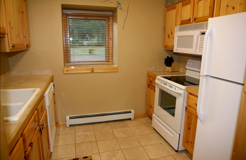 Condo kitchen at Bear Creek Vacation Condos.