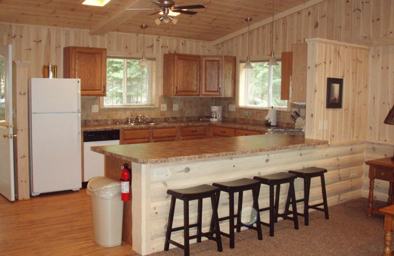 Cabin kitchen at White Birch Village Resort.