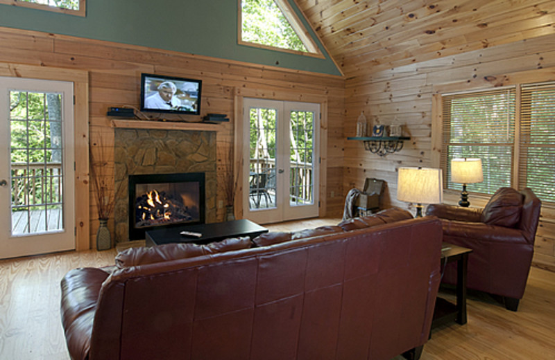 Cabin living room at Rock Creek Cabins.