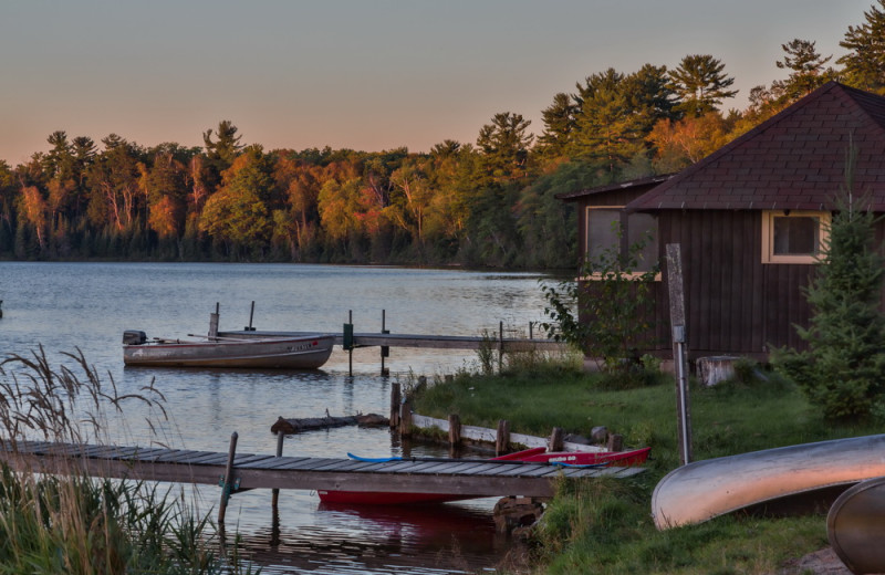 Lake front cabin at Evergreen Lodge.