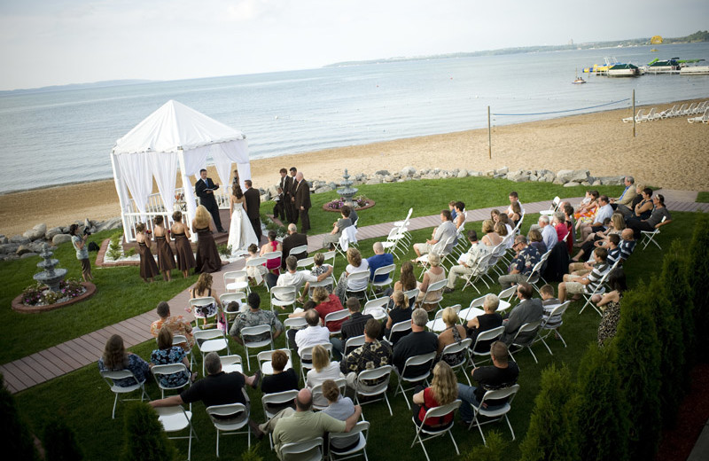 Beach wedding at ParkShore Resort.