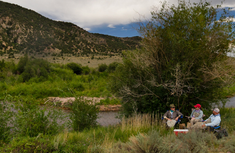 Sitting by the river at Falcon's Ledge.