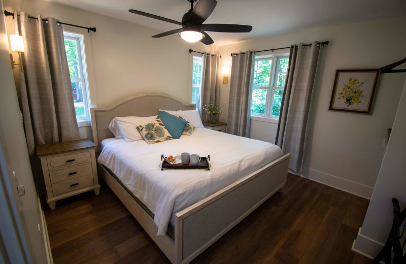 Cabin bedroom at Mission Springs Resort.