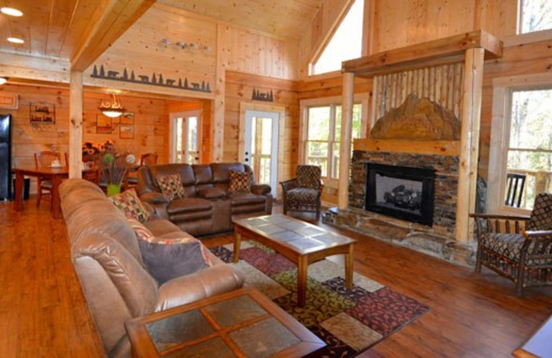 Cabin living room at Cabins For You.