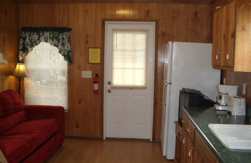 Cabin interior at Navarre Beach Campground.